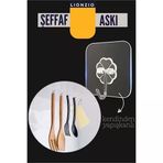 Mey İthalat® Şeffaf Yapışkanlı Askı, Mutfak Banyo Duvar Askısı, Çivisiz Pratik Kanca Seti