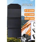 Mey İthalat® Sh-03 30W Hızlı Şarj Taşınabilir Güneş Enerji Paneli Şarj İstasyonu - Siyah
