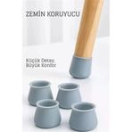 Mey İthalat® Silikonlu Sandalye Ayak Koruyucu – Sessiz Ve Çiziksiz Kullanım, 4’Lü Set Gri