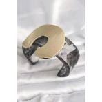 Mey İthalat® Siyah Mermer Desen Akrilik Plastik Gold Nal Model Plaka Vintage Kadın Bilezik