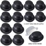 Mey İthalat® Siyah Renk Simli Melon Yuvarlak Parti Şapkası 12 Adet