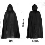 Mey İthalat® Siyah Uzun Pelerin 120 Cm Kapüşonlu – Cosplay Parti Kostümü