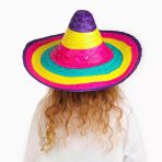 Mey İthalat® Sombrero Meksikaa Şapkası Renkli Örme Hasır Çocuk Boy