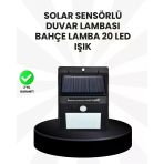 Mey İthalat® Su Geçirmez Ip65 20 Led Solar Sensörlü Bahçe Ve Veranda Aydınlatma