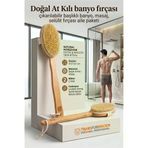 Mey İthalat® Uzun Saplı Doğal At Kılı Selülit Karşıtı Vücut Fırçası Peeling Masaj Aleti Selülit Fırçası 723198