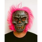 Mey İthalat® Wild Skull - Gümüş Kafatası Pembe Saçlı İskelet Maske