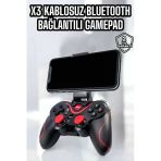 Mey İthalat® X3 Gamepad Oyun Kolu Bluetooth Bağlantılı Gamestick Android Uyumlu