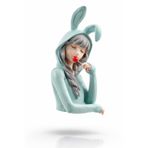 Mey Kadın Sanatı Dekorasyon Figürü Biblo 19x40CM Poliresin Tavşan Kapşonlu