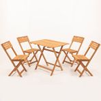 Meya Dekor 4+1 Katlanabilir Bistro Bahçe Balkon Mutfak Bistro Set Ahşap Rengi