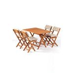Meya Dekor 4+1 Minderli Balkon Bahçe Mutfak Bistro Set Katlanır Masa-Sandalye 120x70 Ahşap Rengi