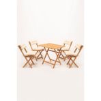 Meya Dekor 4+1 Minderli Balkon Bahçe Mutfak Bistro Set Katlanır Masa-Sandalye - 60*80 cm - Krem