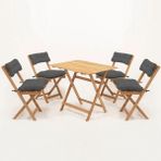 Meya Dekor 4+1 Minderli Balkon Bahçe Mutfak Bistro Set Katlanır Masa-Sandalye - Antrasit