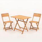 Meya Dekor Balkon Bahçe 60X80 cm Masa 3’lü Katlanabilir Bistro Set 2 Sandalye 1 Bahçe 60X80 cm Masa - Ahşap