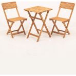 Meya Dekor Katlanır Ahşap Bistro Set 2 Kişilik Kare Masa ve Sandalyelerle Bahçe İçin