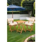 Meya Dekor Minderli Balkon Bahçe Mutfak 3'lü Bistro Set Katlanır Masa sandalye 50x50