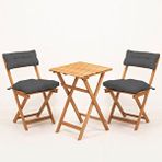 Meya Dekor Minderli Bistro Bahçe Balkon 50x50 cm Masa Takımı, Antrasit Ahşap Rengi