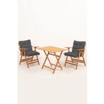 Meya Dekor Minderli Loretta Masa Sandalye Seti 2+1 Ahşap Bahçe Balkon Teras Katlanır Set 60x80 Masa-ANTRASİT