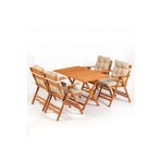Meya Dekor Minderli Loretta Masa Sandalye Seti 4+1 Ahşap Bahçe Balkon Teras Katlanır Set 120x70 cm