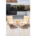 Meya Dekor Minderli - Nora Sezlong Seti Bahce&Balkon&Teras&Plaj Katlanir Ikili Set - 2 Sezlong 1 Sehpa