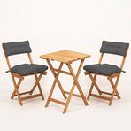 Meya Dekor MYB04 Antrasit 2+1 50x50 cm Minderli Katlanabilir Masa Sandalye Takımı
