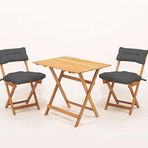 Meya Dekor MYB06 Bistro Set 2+1 60x80 cm Minderli Katlanabilir Masa Sandalye Takımı Antrasit