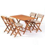 Meya Dekor MYB09 Bistro Set 4+1 70x120 cm Krem Minderli Katlanabilir Masa Sandalye Takımı