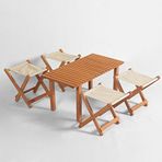 Meya Dekor MYM08 4+1 Tabure Set Krem