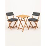 Meya Dekor Sırt ve Oturak Minderli Balkon Bahçe Mutfak 3'lü Bistro Set Katlanır Masa-Sandalye 50X50 Masalı - Ahşap