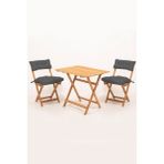 Meya Dekor Sırt ve Oturak Minderli Balkon Bahçe Mutfak 3'lü Bistro Set Katlanır Masa-Sandalye 60X80 Masalı - Ahşap - 60x80 cm