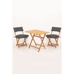 Meya Dekor Sırt Ve Oturak Minderli Balkon Bahçe Mutfak 3'lü Bistro Set Katlanır Masa-sandalye 60x80 Masalı