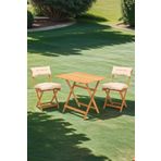 Meya Dekor Sırt Ve Oturak Minderli Balkon Bahçe Mutfak 3'lü Bistro Set Katlanır Masa-sandalye 60x80 Masalı