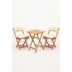 Meya Dekor Sırt ve Oturak Minderli Katlanır Masa Sandalye Bistro Set 3'lü 50x50 Krem