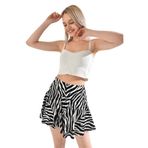 Meyar Zebra Desenli Spor Şort Etek Yüksek Bel Dalgıç Kumaş Deniz Şortu