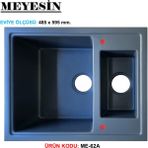 Meyesin Granit Evye Antrasit 1.5 Gözlü Mutfak Evyesi 485 x 595 mm