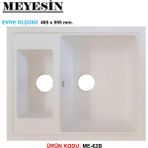 Meyesin Granit Evye Beyza 1.5 Gözlü Mutfak Evyesi 485 x 595 mm - Beyaz