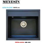 Meyesin Granit Evye Siyah Tek Gözlü Mutfak Evyesi 50 x 55 cm
