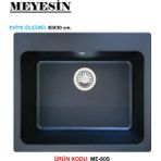 Meyesin Granit Evye Siyah Tek Gözlü Mutfak Evyesi 50 x 60 Cm.