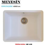 Meyesin Tezgah Altı Beyaz Granit Mutfak Evyesi 43x55 cm.
