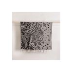 MEYN COLLECTİON 100x180 Pamuk/bambu Ipliği Boyalı Jakar Yaprak Desenli Bez Peştemal Plaj,sauna,hamam,yoga,havuz Siyah 100 x 180