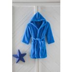 MEYN COLLECTİON Çocuk Welsoft Peluş Kapşonlu Sabahlık Mavi 5-6 Yaş