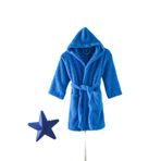 MEYN COLLECTİON Çocuk Welsoft Peluş Kapşonlu Sabahlık Mavi 7-8 Yaş