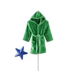 MEYN COLLECTİON Çocuk Welsoft Peluş Kapşonlu Sabahlık Yeşil 7-8 Yaş
