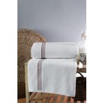 MEYN COLLECTİON Piko Nakışlı 70x140 Ikili Banyo Havlusu BEYAZ-AÇIK KAHVE ÇİZGİLİ 70 X 140