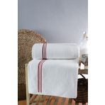 MEYN COLLECTİON Piko Nakışlı 70x140 Ikili Banyo Havlusu BEYAZ-WINE ÇİZGİLİ 70 X 140