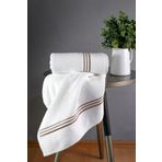 MEYN COLLECTİON PİKO NAKIŞLI ŞIK KALİTELİ İKİLİ EL HAVLUSU BEYAZ-AÇIK KAHVE ÇİZGİLİ 50 x 90