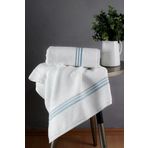 MEYN COLLECTİON PİKO NAKIŞLI ŞIK KALİTELİ İKİLİ EL HAVLUSU BEYAZ-AQUA ÇİZGİLİ 50 x 90