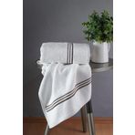 MEYN COLLECTİON PİKO NAKIŞLI ŞIK KALİTELİ İKİLİ EL HAVLUSU BEYAZ-KOYU KAHVE ÇİZGİLİ 50 x 90