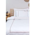 MEYN COLLECTİON TEK KİŞİLİK PAMUK SATEN PİKO NAKIŞLI HEDİYELİK ÇEYİZLİK NEVRESİM TAKIMI BEYAZ-AÇIK KAHVE 160 x 200