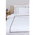 MEYN COLLECTİON TEK KİŞİLİK PAMUK SATEN PİKO NAKIŞLI HEDİYELİK ÇEYİZLİK NEVRESİM TAKIMI BEYAZ-KOYU KAHVE 160 x 200