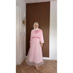 MEYSADESİGN Wolla Pul Payetli Etekli Takım Pembe Çiçekli